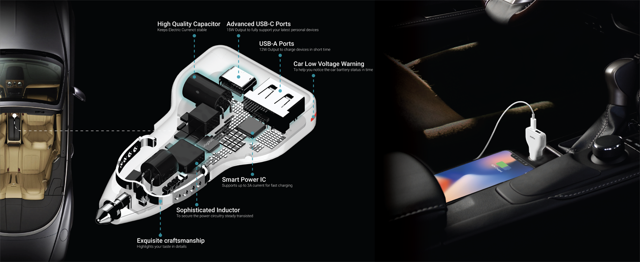 VogDUO 27W Type-C & Type-A Car Charger